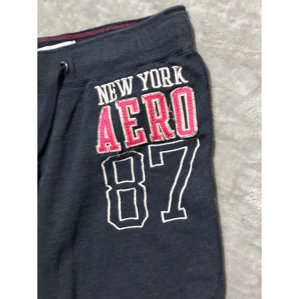 Aeropostale Womens Navy Blue Aero 87 Graphic Sweatpants Joggers Fleece M - Picture 9 of 9